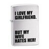Zippo Love Girlfriend Brushed Chrome lighter